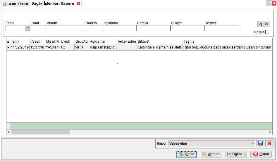 CRM_Raporlar_SaglikIslemleriRaporu