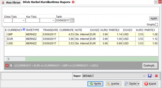 OnKasa_Raporlar_Doviz_Kurlari_Karsilatirma_Raporu_Liste