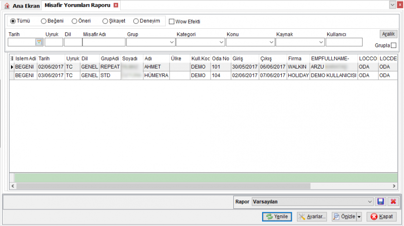 Dosya:CRM Raporlar Misafir Yorumlari Raporu.PNG