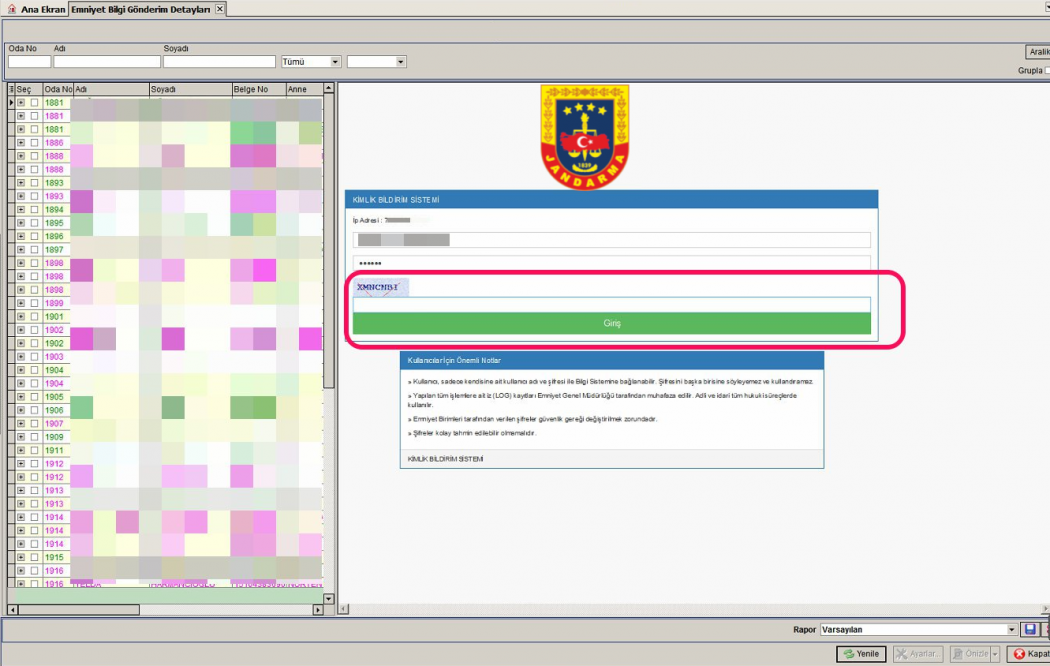Resepsiyon_Asayis_Islemleri_Liste_Ekrani