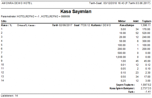 OnKasa_Raporlar_Kasa_Sayimlari_Raporu_Rapor